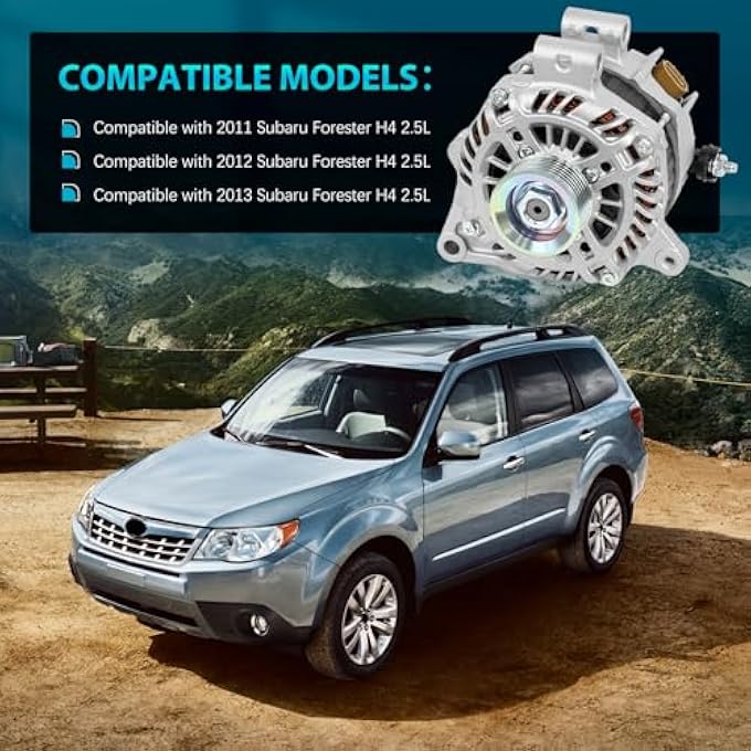 CNYGO 23700-AA701 Alternator Compatible with 2011 2012 2013 Subaru Forester H4 2.5L, 12V 110A 6-Groove Pulley Clockwise Replace for 11579N, 11579, 11083, AL4313X, A002TL0091A - Image 2