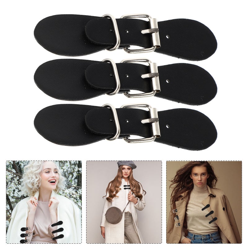 5 Pairs PU Leather Toggle Buckles Dress Belt Buttons Clasp Coat Fastener Buckles - Image 1