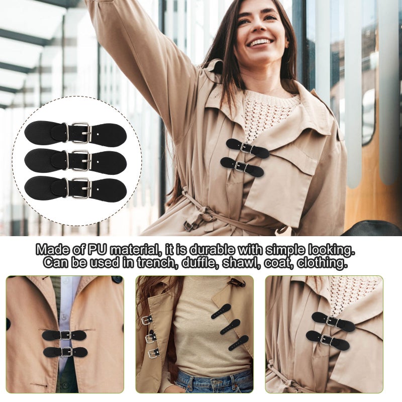 5 Pairs PU Leather Toggle Buckles Dress Belt Buttons Clasp Coat Fastener Buckles - Image 5