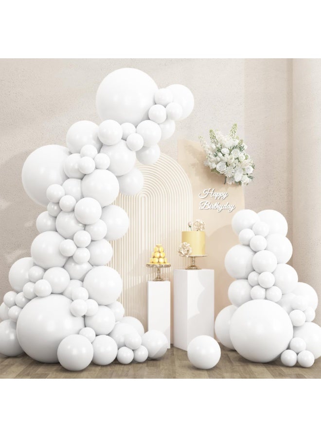 135pcs بالونات البيضاء أحجام مختلفة 18 12 10 5 بوصة لجيلاند قوس ، بالون اللاتكس لحفلة عيد ميلاد الزفاف دش الطفل الذكرى السنوية المعمودية الديكورات - Image 1