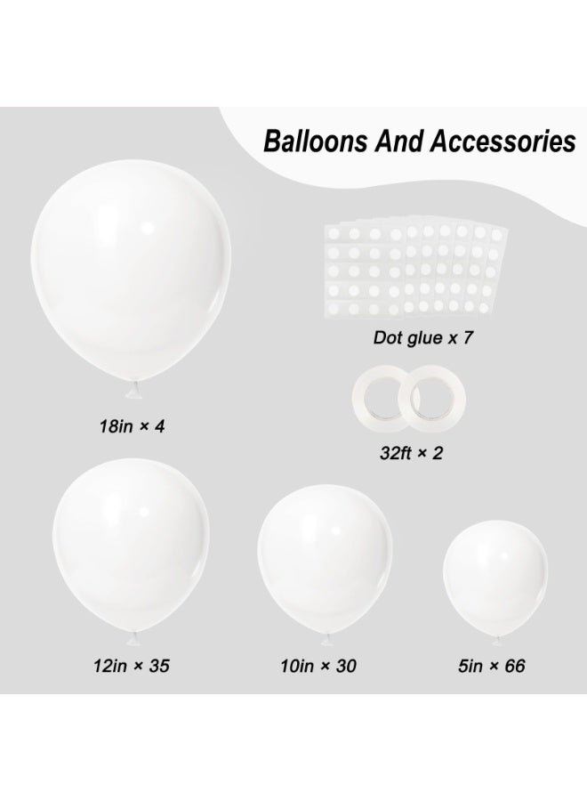 135pcs بالونات البيضاء أحجام مختلفة 18 12 10 5 بوصة لجيلاند قوس ، بالون اللاتكس لحفلة عيد ميلاد الزفاف دش الطفل الذكرى السنوية المعمودية الديكورات - Image 2