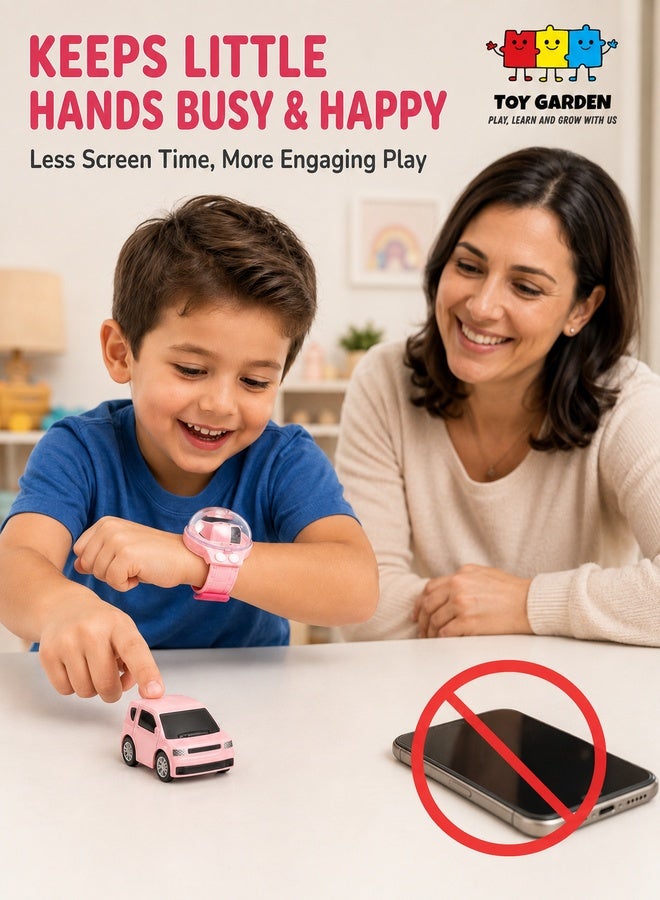 TOY GARDEN Mini RC Car Watch – 2.4 GHz Wrist Remote Control Racer, USB Rechargeable with Pop-Open Dust Cover, 50m Range, Adjustable Silicone Strap Fun Gift for Kids Boys & Girls - Image 2