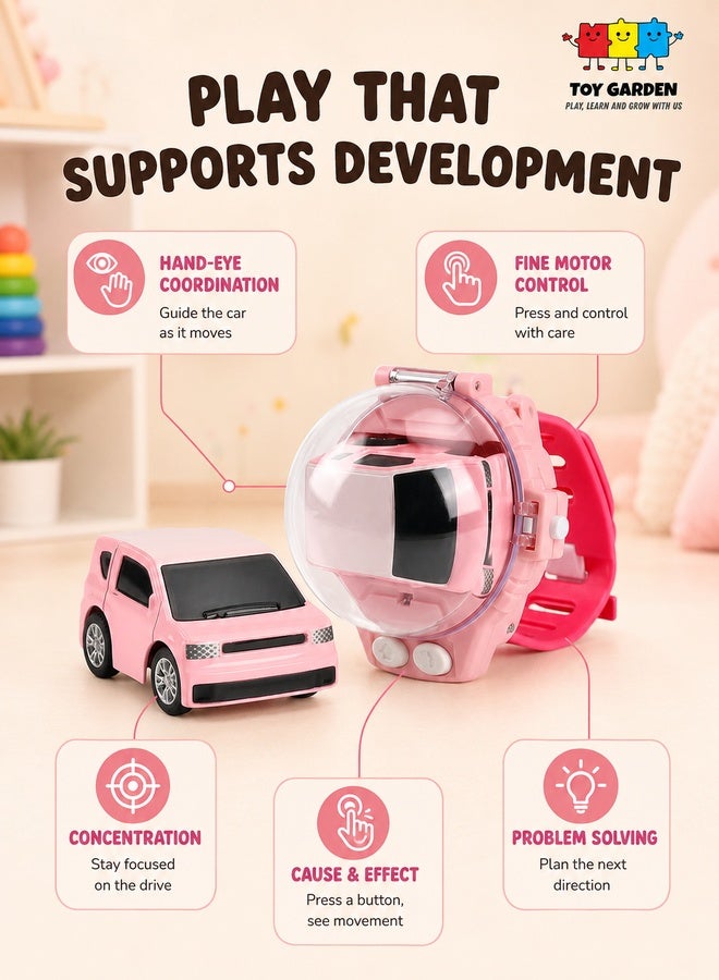 TOY GARDEN Mini RC Car Watch – 2.4 GHz Wrist Remote Control Racer, USB Rechargeable with Pop-Open Dust Cover, 50m Range, Adjustable Silicone Strap Fun Gift for Kids Boys & Girls - Image 3