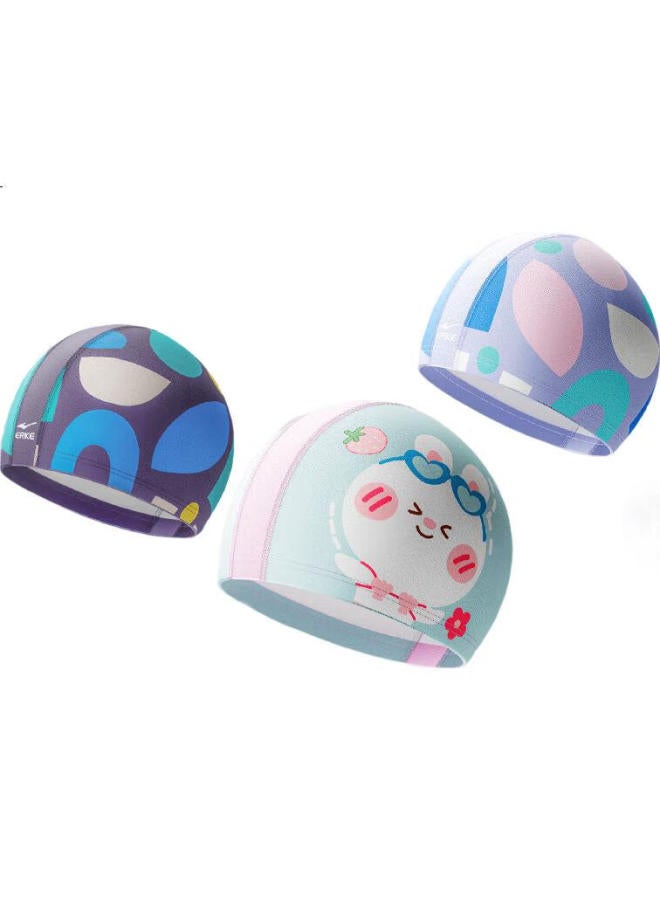 Erke Swim Cap, Fabric Cap For Children, Unisex, Comfortable For Long Hair, Non-Binding, Professional For Diving And Hot Springs, Pink Bunny - Image 3
