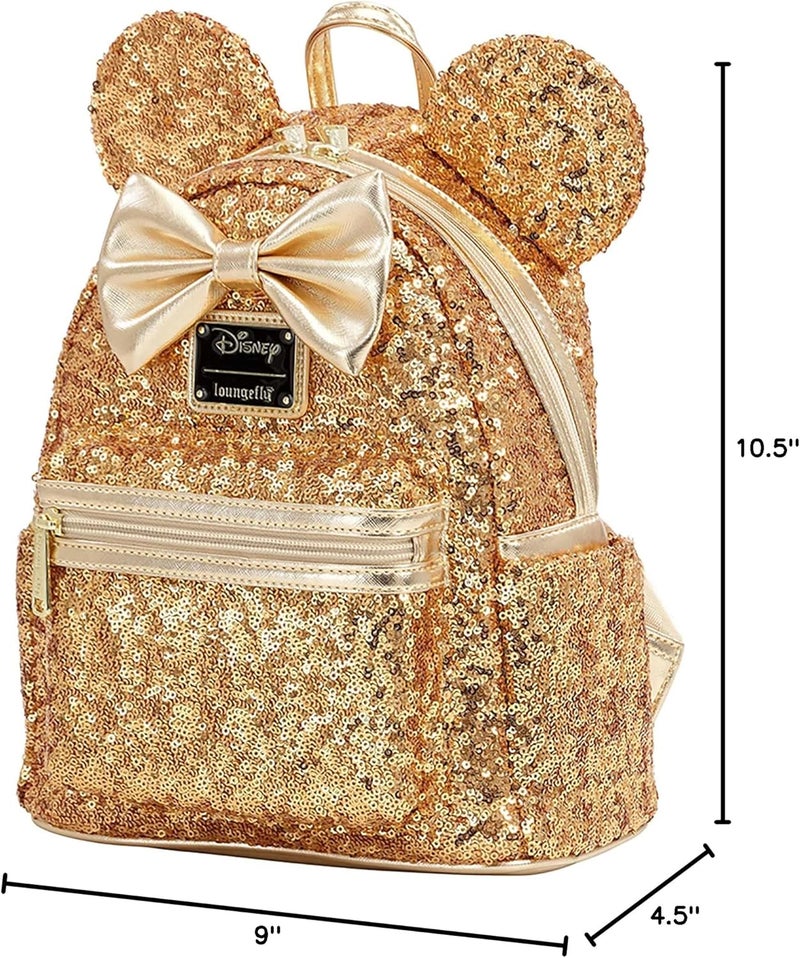 Loungefly Loungefly X LASR Exclusive Disney Yellow Gold Sequin Minnie Mini Backpack - Image 3