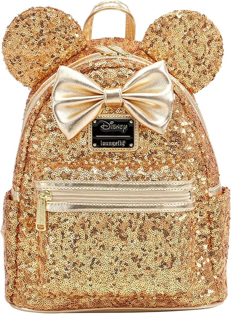 Loungefly Loungefly X LASR Exclusive Disney Yellow Gold Sequin Minnie Mini Backpack - Image 1