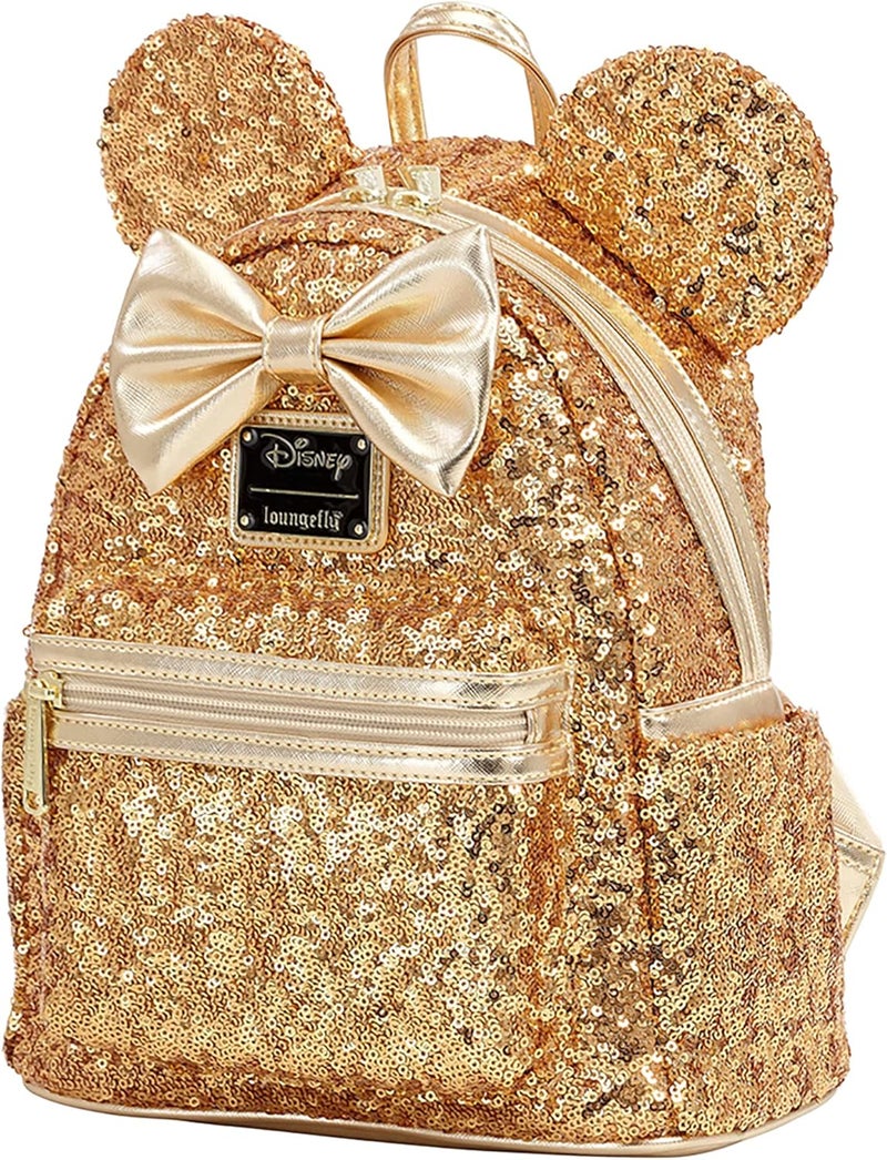 Loungefly Loungefly X LASR Exclusive Disney Yellow Gold Sequin Minnie Mini Backpack - Image 2