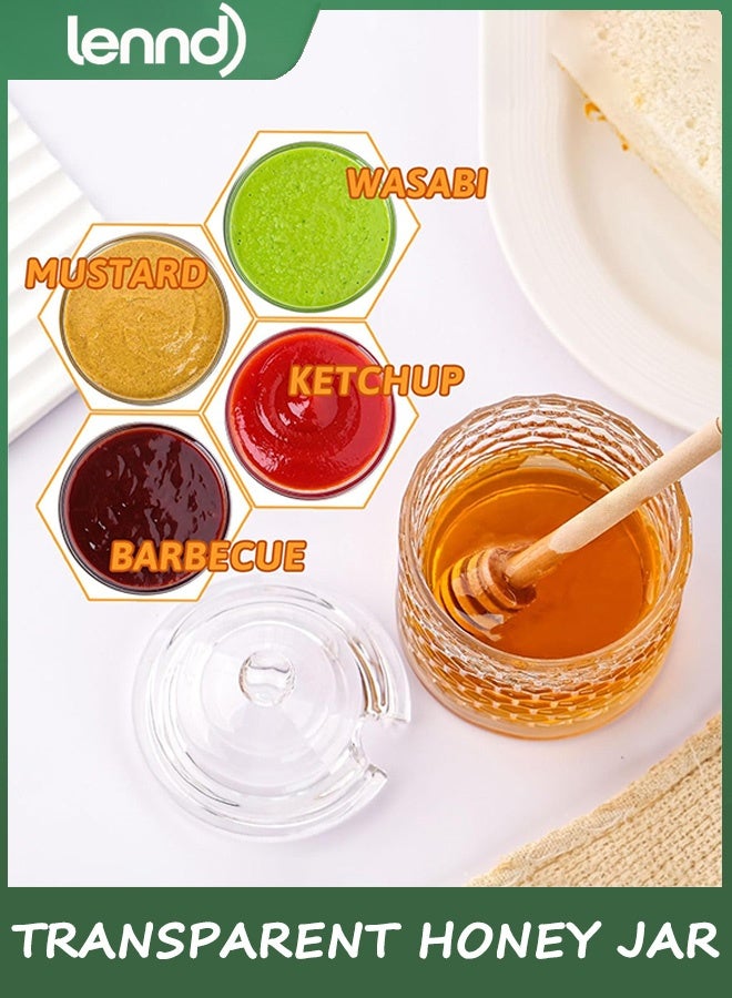 LENND Clear Crystal Honey Pot with Dipper and Lid Glass Honey Jar with Dispenser Honey Holder and Syrup Container for Home Kitchen - Image 4