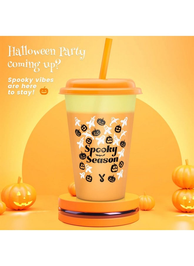 Meoky - Meoky Halloween Decorations, Plastic Cups with Lids and Straws - 6 Pack 12 oz Color Changing Cups, Reusable Tumblers Bulk for Party, Kids - Image 1