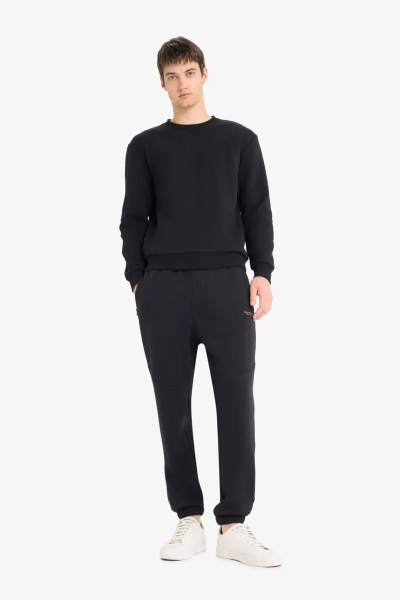 ديفاكتو Regular Fit Crew Neck Basic Thick Sweatshirt