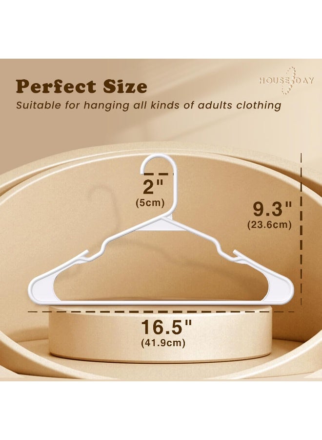 HOUSE DAY HOUSE DAY White Plastic Hangers 100 Pack, Plastic Clothes Hangers Space Saving, Sturdy Clothing Notched Hangers, Heavy Duty Coat Hangers for Closet, Laundry Hangers for Adult Coat, Suit, Shirt, Dress - Image 2