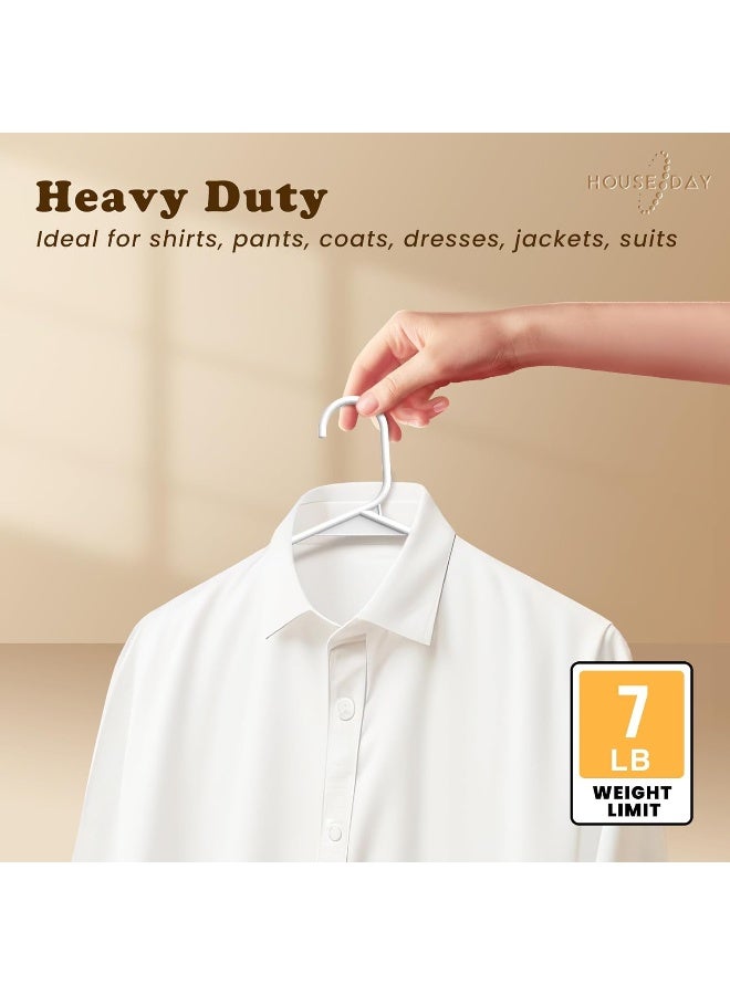 HOUSE DAY HOUSE DAY White Plastic Hangers 100 Pack, Plastic Clothes Hangers Space Saving, Sturdy Clothing Notched Hangers, Heavy Duty Coat Hangers for Closet, Laundry Hangers for Adult Coat, Suit, Shirt, Dress - Image 4