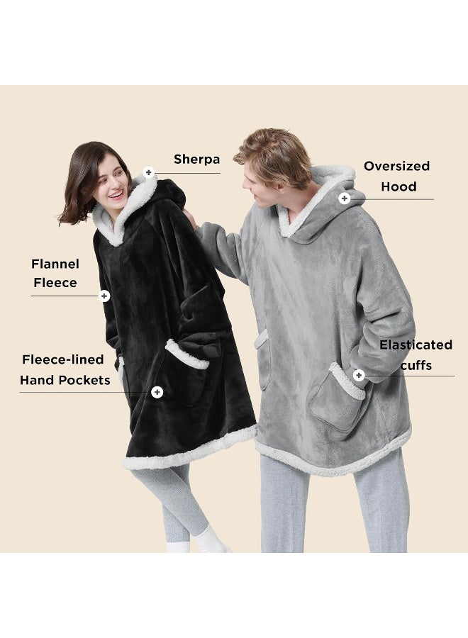 Bedsure Bedsure Wearable Blanket Hoodie with Sleeves - Sherpa Hooded Blanket Adult as Warm Gifts for Mom Women Girlfriend Men, Winter Sweatshirt Blanket with Giant Pocket  - Image 2