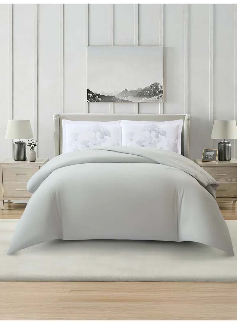 Solid Duvet Cover Set, Fits 150 × 200 cm Bed, Queen Size 4-Piece Set, With Digitally Printed Pillow Shams, Brushed Microfiber Without Duvet Filler.