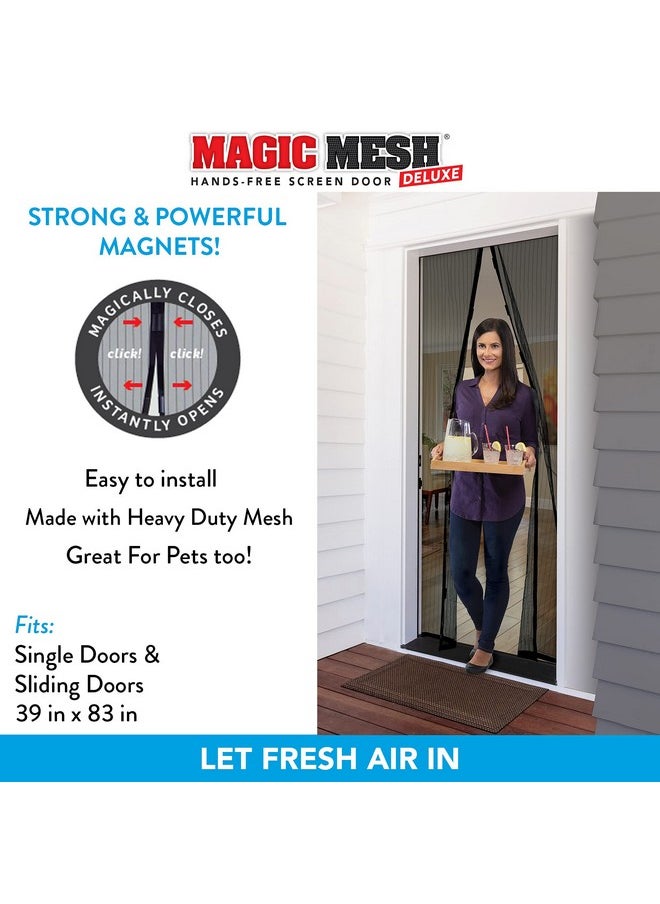 Magic Mesh Magic Mesh Deluxe, Black | Magnetic Screen Door, Heavy Duty, Magnetic Closure, Door Net, Patio Screen, Sliding Door Screen, Bug Screen for Doorways, Kid & Pet Friendly | Size 39" x 83" (Pack of 1)  - Image 1