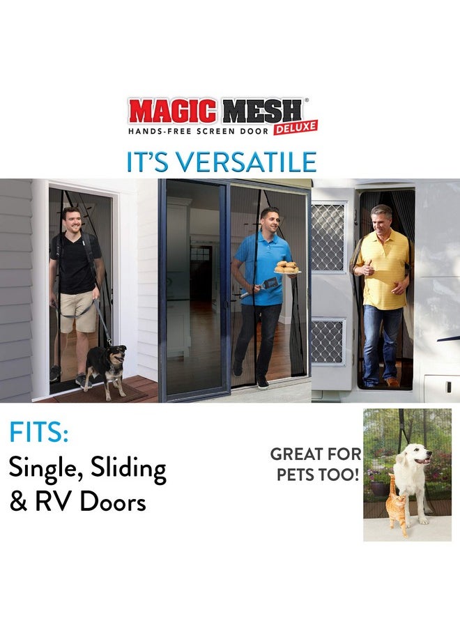 Magic Mesh Magic Mesh Deluxe, Black | Magnetic Screen Door, Heavy Duty, Magnetic Closure, Door Net, Patio Screen, Sliding Door Screen, Bug Screen for Doorways, Kid & Pet Friendly | Size 39" x 83" (Pack of 1)  - Image 2