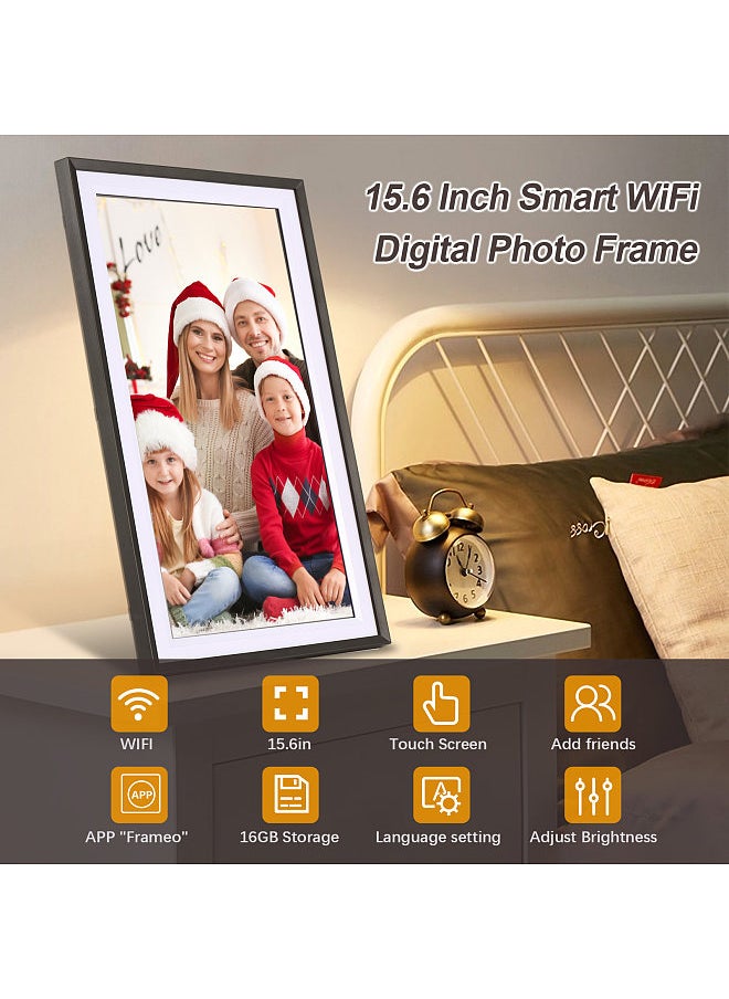 ANDOER 15.6-Inch WiFi Digital Photo Frame Cloud Digital Picture Frame 1920*1080 TFT Screen Touch Control 16GB Storage Auto Rotation Share Photos via APP with Backside Stand Perfect Gift for Festival  - Image 3
