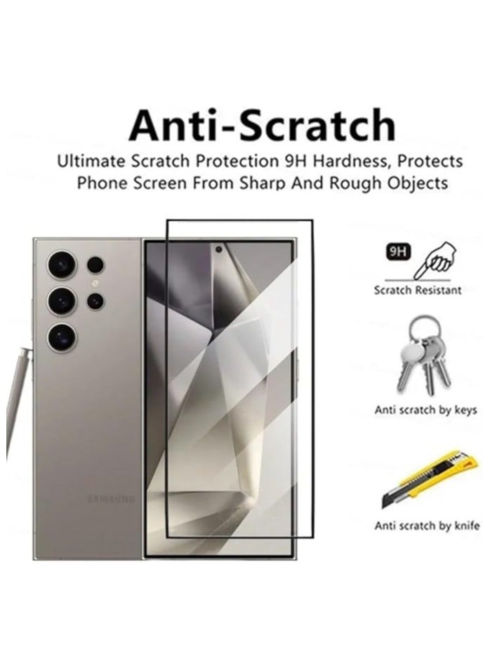 Screen Protector for Samsung Galaxy S24 Ultra Tempered Glass Protector Full Glue Edge to Edge 9H Hardness Anti Fingerprint Curved Edges Scratch Resistance Glass for Samsung Galaxy S24 Ultra