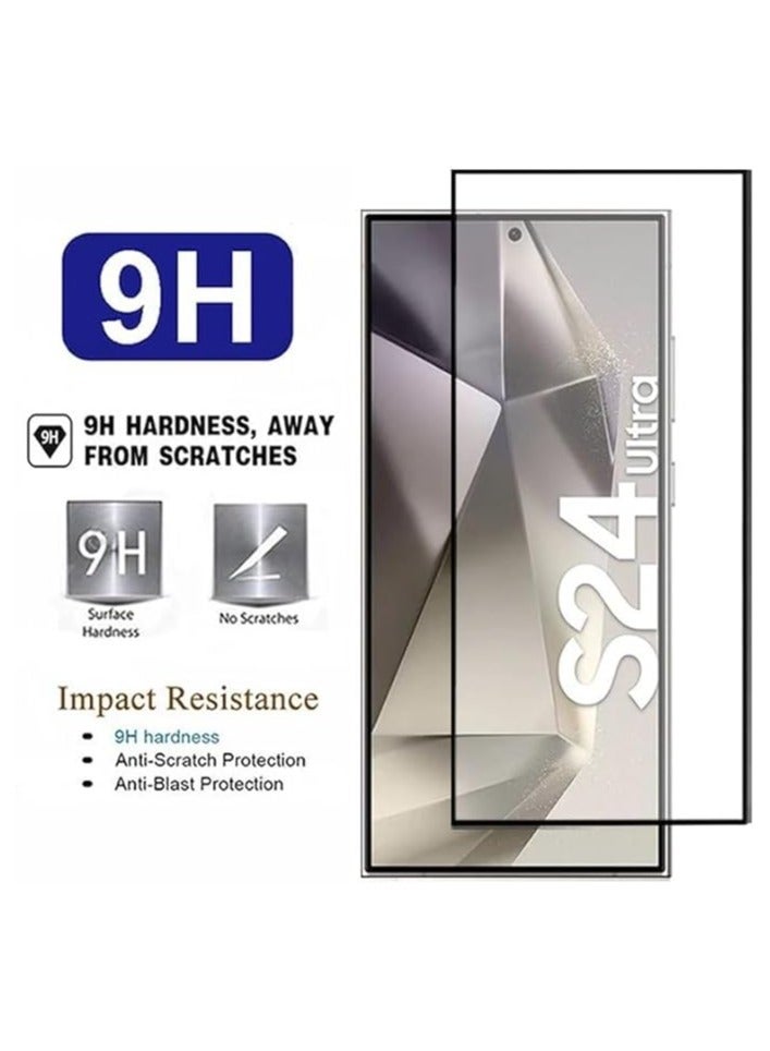 Screen Protector for Samsung Galaxy S24 Ultra Tempered Glass Protector Full Glue Edge to Edge 9H Hardness Anti Fingerprint Curved Edges Scratch Resistance Glass for Samsung Galaxy S24 Ultra