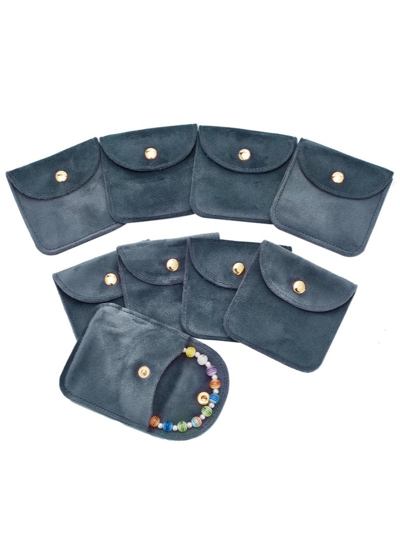 Excefore - Velvet Jewellery Pouches, 20 Pcs Gray Color Velvet Jewelry Storage Bags with Snap Button, Jewelry Wrap Gift Bags, For Wedding, Party, Valentine's Day, Anniversary, Candy Gift (8x7.9cm) - Image 1