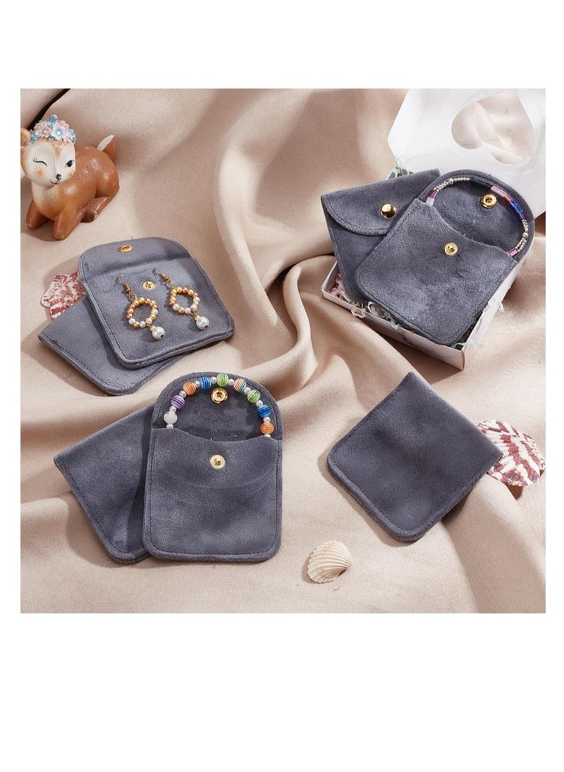Excefore - Velvet Jewellery Pouches, 20 Pcs Gray Color Velvet Jewelry Storage Bags with Snap Button, Jewelry Wrap Gift Bags, For Wedding, Party, Valentine's Day, Anniversary, Candy Gift (8x7.9cm) - Image 1