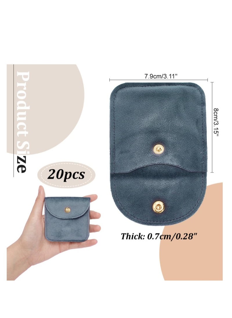 Excefore - Velvet Jewellery Pouches, 20 Pcs Gray Color Velvet Jewelry Storage Bags with Snap Button, Jewelry Wrap Gift Bags, For Wedding, Party, Valentine's Day, Anniversary, Candy Gift (8x7.9cm) - Image 1