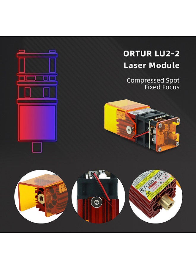 LU2-2 Upgrade Laser Module Fixed Focus High-precision Suitable for Laser Master 2 S2/Laser Master 2 Pro S2 Laser Engraver 24V