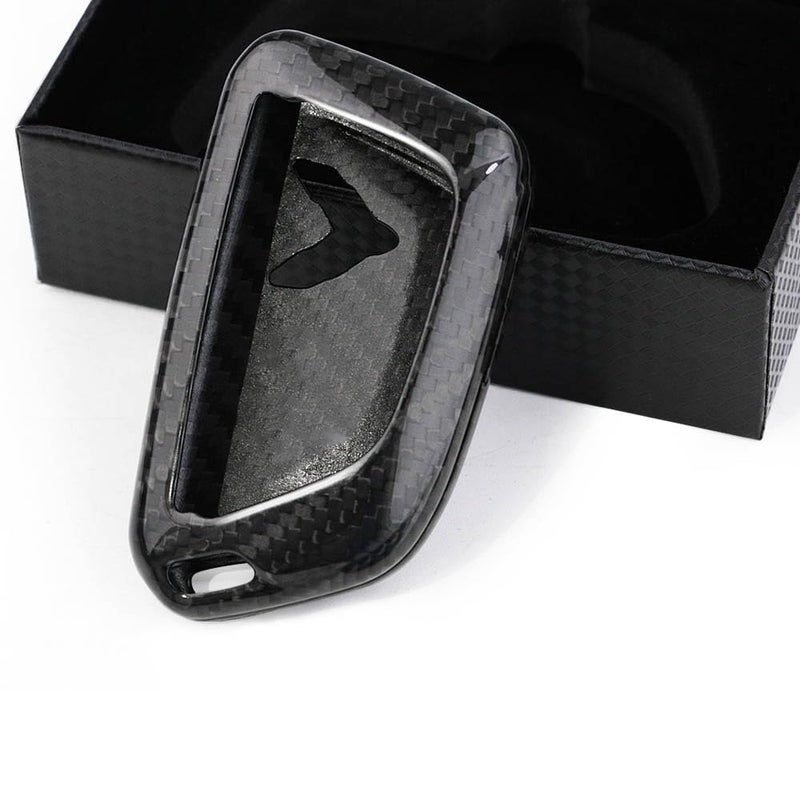 PACEWALKER Carbon Fiber for Chevrolet Corvette C8 Key Fob Case Cover 2020 2021 2022 Keyless Entry Shell Trim (Carbon Fiber Black)