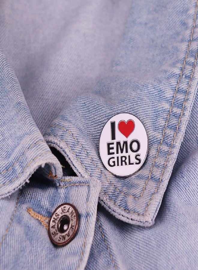 GuDeKe Enamel Lapel Pins I Love Emo Girls Gothic Brooch Women Gift for Backpacks - Image 3