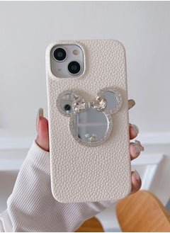 Suteni Back Cover Card Slots Leather Phone Case with Mirror for iPhone 