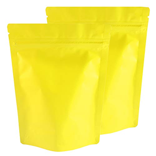 QQ Studio Double Sided Matte Heat Sealable Mylar Aluminum Standup Bags (100 Bags) (5.1" x 7.1", Matte Yellow) - Image 1