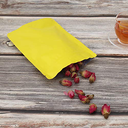 QQ Studio Double Sided Matte Heat Sealable Mylar Aluminum Standup Bags (100 Bags) (5.1" x 7.1", Matte Yellow) - Image 5