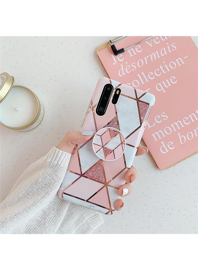 اس-توب جراب لهاتف Huawei P30 Pro مطلي بنمط هندسي ملون من الرخام والفسيفساء جراب هاتف محمول من مادة TPU مع حامل قابل للطي - Image 1