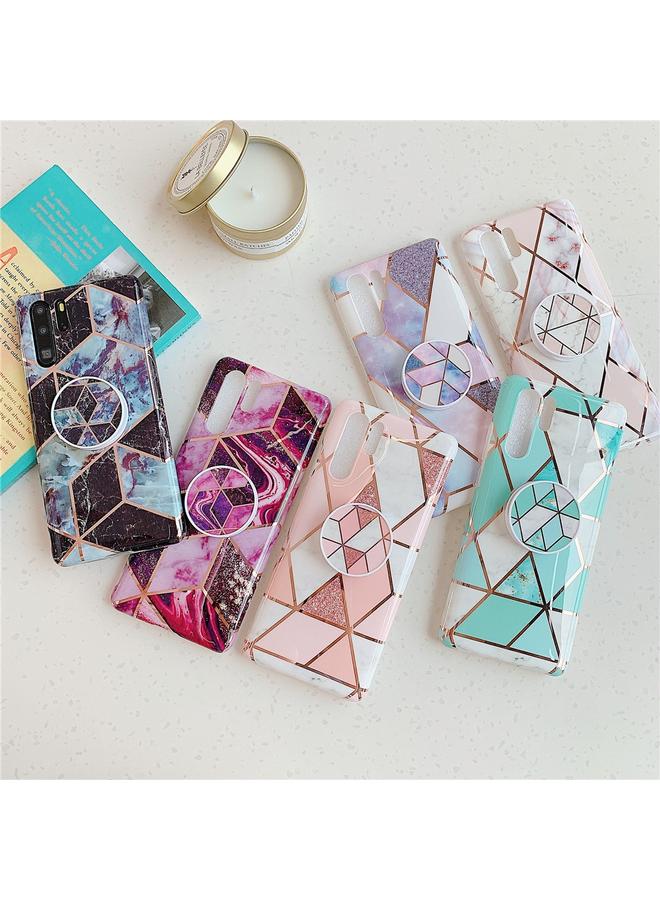 اس-توب جراب لهاتف Huawei P30 Pro مطلي بنمط هندسي ملون من الرخام والفسيفساء جراب هاتف محمول من مادة TPU مع حامل قابل للطي - Image 3