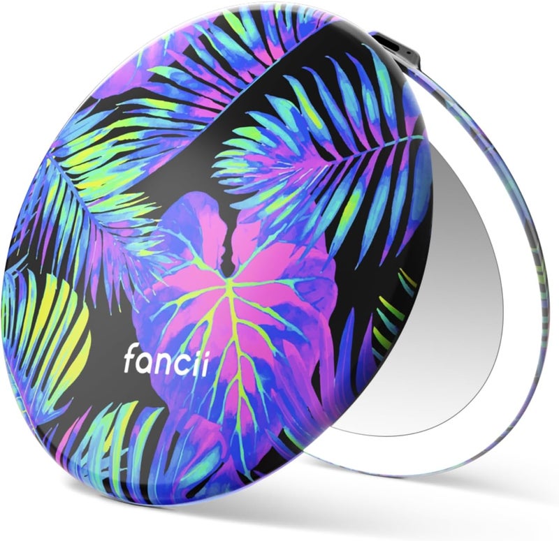 Fancii Taylor LED Lighted Compact Travel Mirror Rechargeable 10x 1x Magnifying 3 Light Settings  Best for Makeup On The Go TouchUps Grooming Neon Oasis - Image 1