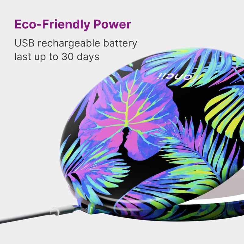 Fancii Taylor LED Lighted Compact Travel Mirror Rechargeable 10x 1x Magnifying 3 Light Settings  Best for Makeup On The Go TouchUps Grooming Neon Oasis - Image 3