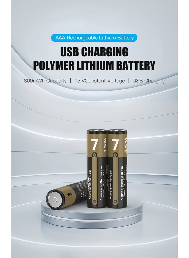 WST AAA Rechargeable Batteries 1.5V 800mWh – USB Type-C Charging Lithium Battery – High Performance, Safe & Long-Lasting with Overcharge and Short Circuit Protection - Image 2