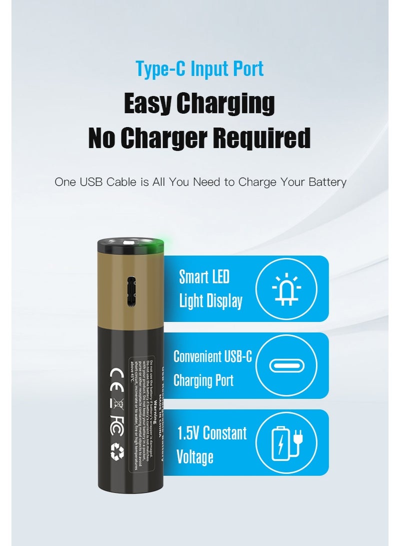 WST AAA Rechargeable Batteries 1.5V 800mWh – USB Type-C Charging Lithium Battery – High Performance, Safe & Long-Lasting with Overcharge and Short Circuit Protection - Image 4