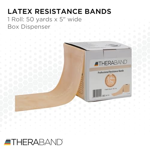 THERABAND Resistance Band, Tan, Extra Light, 50-Yard Roll, Latex Elastic Band for Exercise, Stretching, Physical Therapy, Yoga, Pilates, Home Workouts, Cut-to-Length, Color-Coded Levels - Image 2