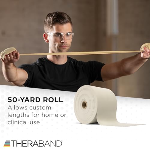 THERABAND Resistance Band, Tan, Extra Light, 50-Yard Roll, Latex Elastic Band for Exercise, Stretching, Physical Therapy, Yoga, Pilates, Home Workouts, Cut-to-Length, Color-Coded Levels - Image 5