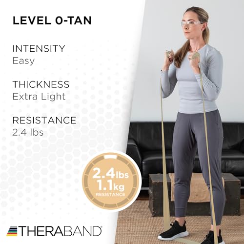 THERABAND Resistance Band, Tan, Extra Light, 50-Yard Roll, Latex Elastic Band for Exercise, Stretching, Physical Therapy, Yoga, Pilates, Home Workouts, Cut-to-Length, Color-Coded Levels - Image 3