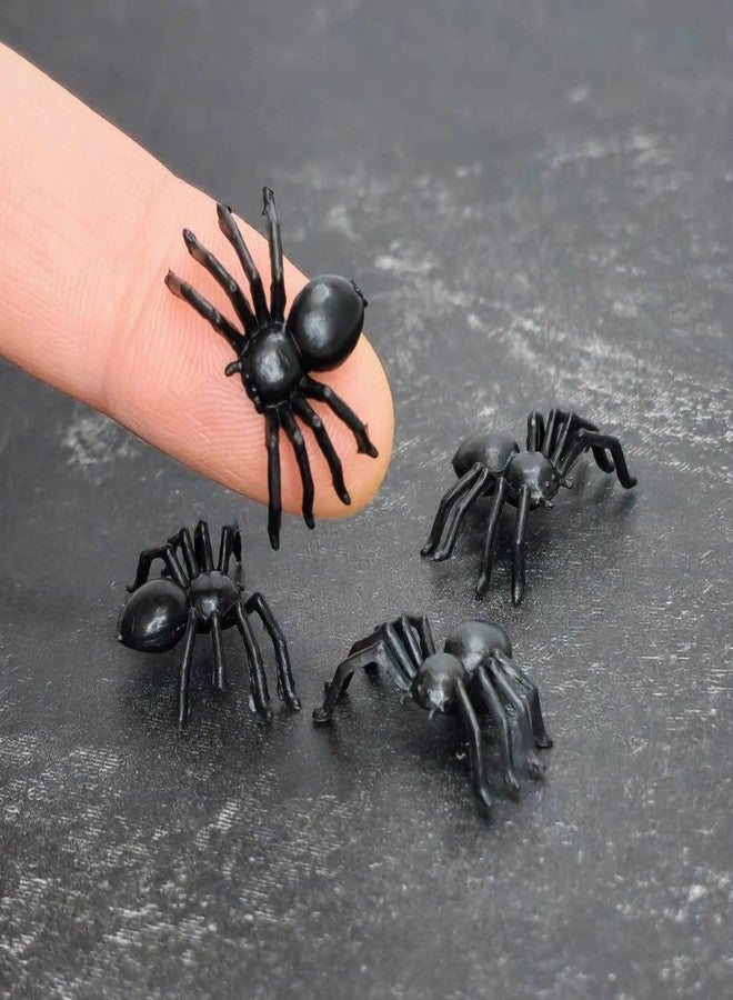 RillyRellow Miniature Black Spiders, Tiny Halloween Spiders, 30PCS, Plastic, Spider Style, Black, 1:12 Scale, Dollhouse Decor - Image 1