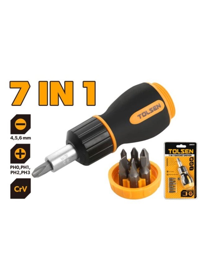 Tolsen 20033 7-in-1 Reversible Ratchet Screwdriver Set Multi-Bit Driver with Bit Storage - Image 2