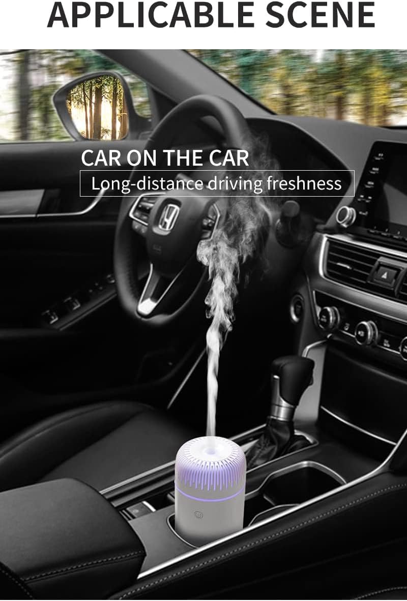 Hulami Field test upgraded craftsmanship Essential Oil Diffuser - Car Diffuser, 100ml Rechargeable Aromatherapy Humidifier with 7 Ambient Light, Waterless Auto Off, 2 Mist Mode Air Freshener for Home Office Car (White) Bulk storage easy optimized build - Image 3
