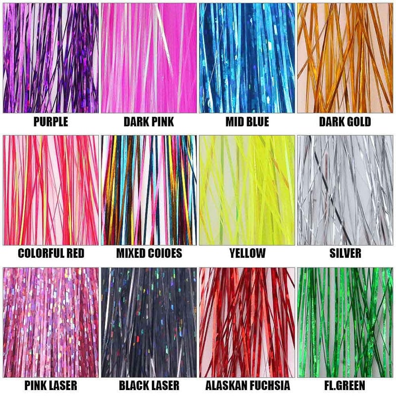 LURELINK-Flashabou-Fly-Tying-Materials-Making-Flies-Jig-Fishing-Lure-Supplies 12&24 Colors Crystal Krystal Flash String Holographic Ripple Saltwater Freshwater (24-Color Combinations) - Image 5