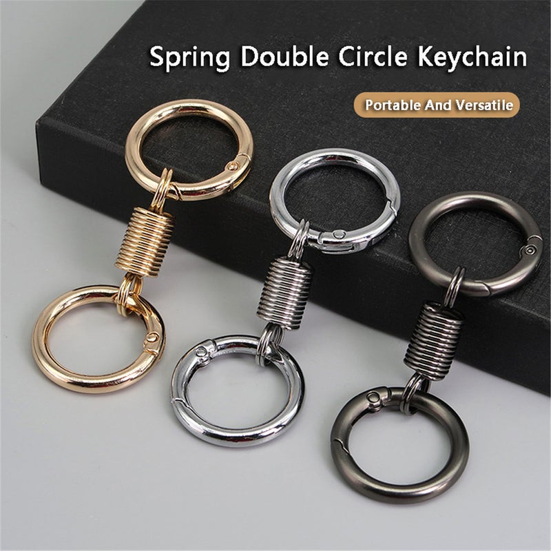 Spring Double Ring Keychain: Grey TC4 Titanium Alloy 17g CNC One-Piece Molding - 360° Rotation Anti-Tangle Spring Ring Keychain for Home Organization, Bag Pendant Accessory & Jewelry Link - Image 3