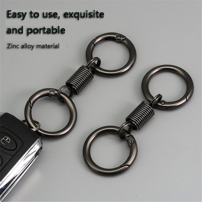 Spring Double Ring Keychain: Grey TC4 Titanium Alloy 17g CNC One-Piece Molding - 360° Rotation Anti-Tangle Spring Ring Keychain for Home Organization, Bag Pendant Accessory & Jewelry Link - Image 2