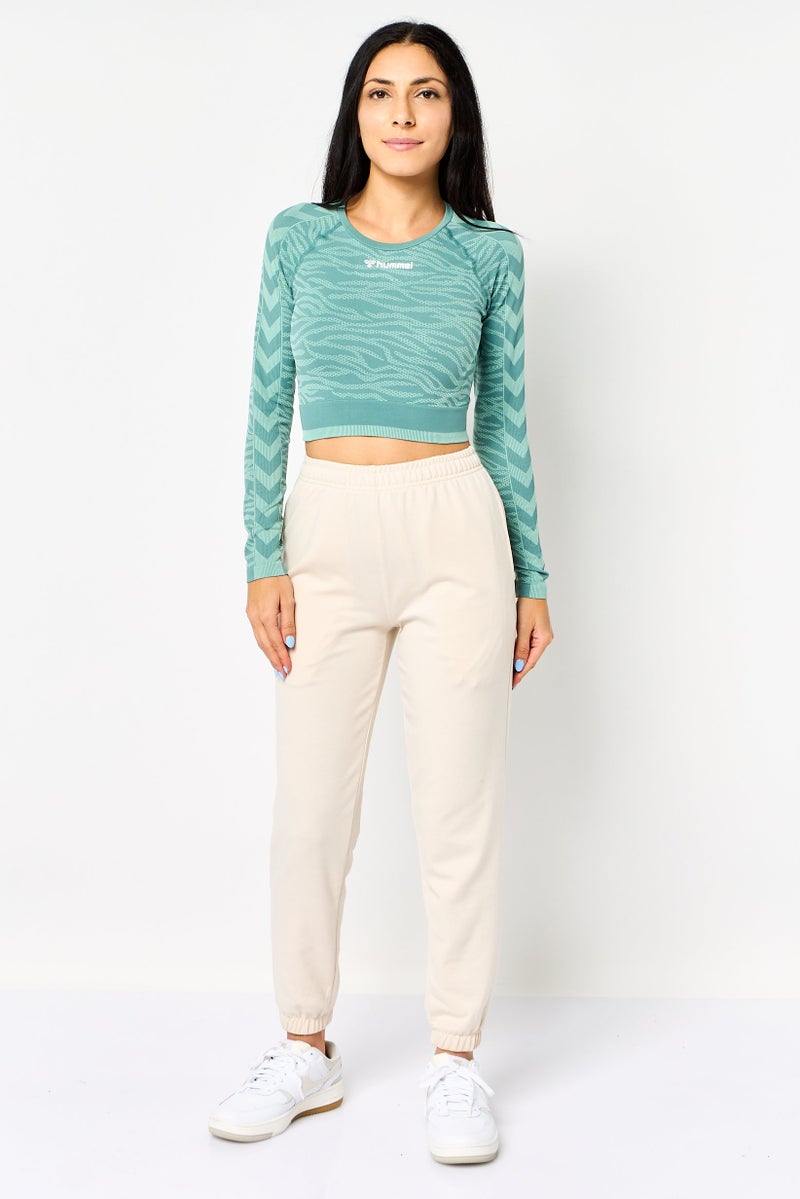 Hummel بلوزة تدريب طويلة الأكمام للنساء، لون أخضر مريمي - Image 4