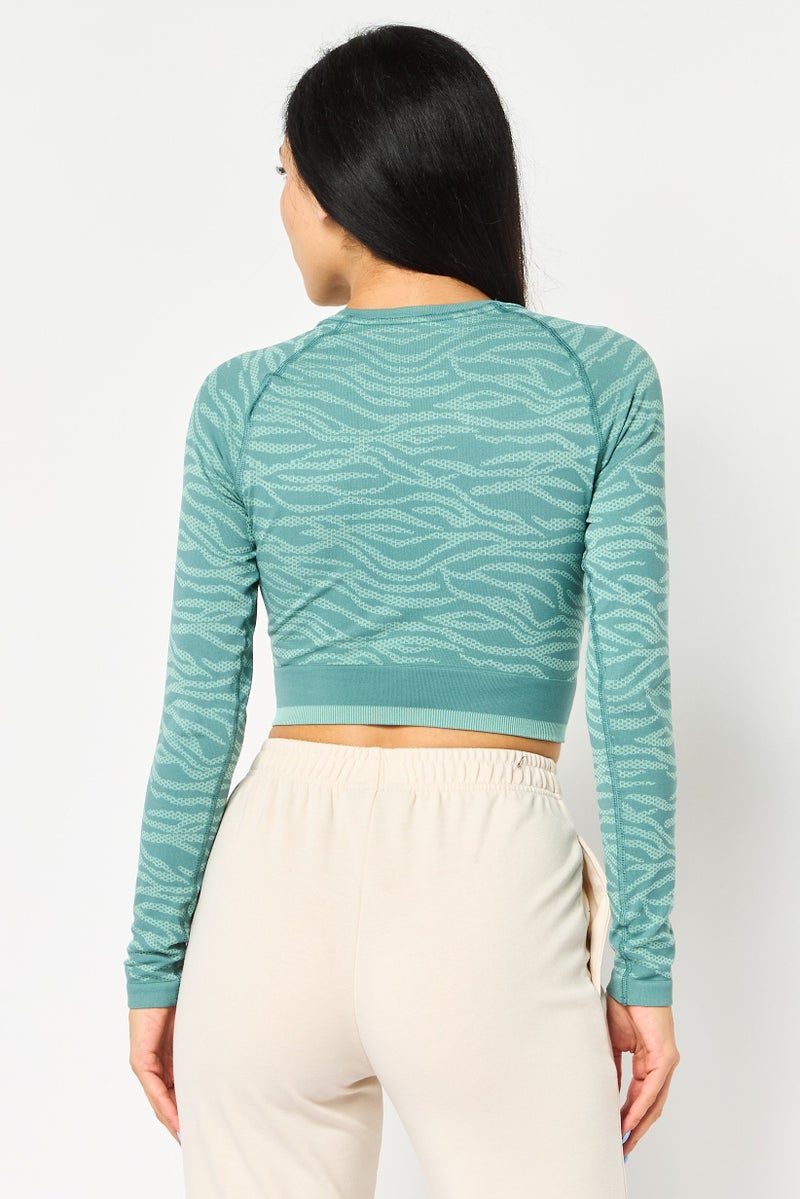 Hummel بلوزة تدريب طويلة الأكمام للنساء، لون أخضر مريمي - Image 2