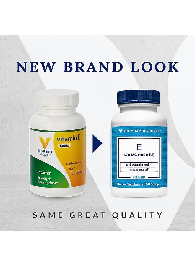 The Vitamin Shoppe Vitamin E 1,000IU - Natural Source, Supports Healthy Cardiovascular System, Immune Health & Eye Health - Once Daily (60 Softgels) - Image 3